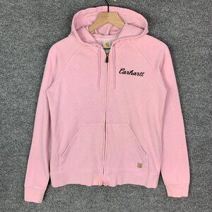Vintage 90s‎ Y2K Carhartt Spell Out Logo Full Zip Hoodie Women's Size S